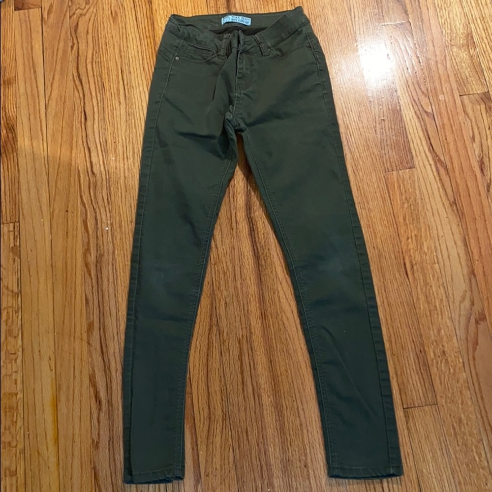 High Waisted Olive Green Wax Jeans